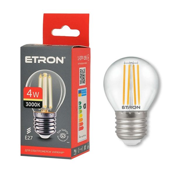 Лампа ETRON Filament Power 4W 3000К G45 E27 -EFP-195 ETRON(1-EFP-195)