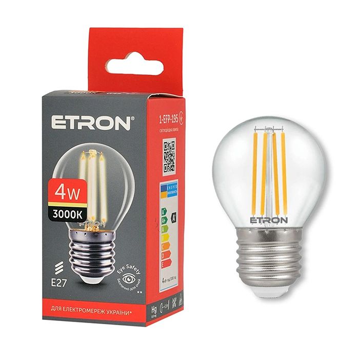 Лампа ETRON Filament Power 4W 3000К G45 E27 -EFP-195 ETRON(1-EFP-195)