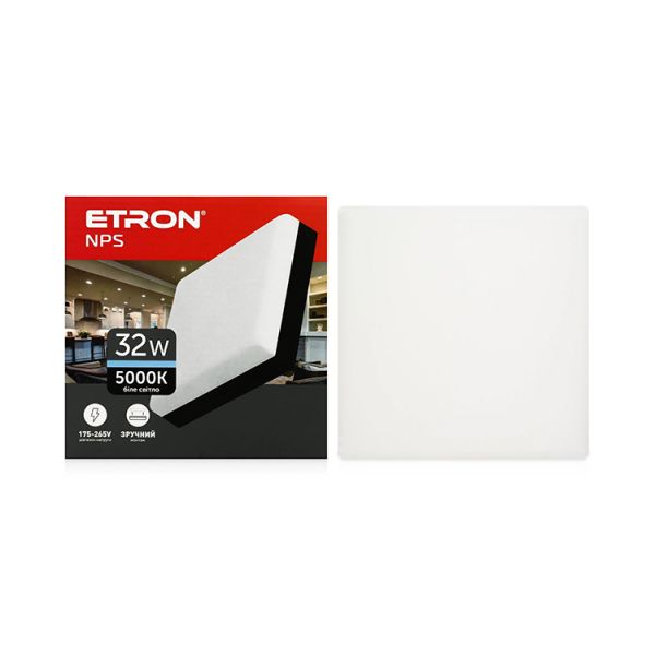 Світильник LED ETRON 32W 5000K квадрат 1-EMP-783 чорний(1-EMP-783)