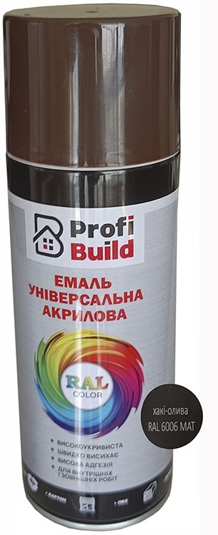 Спрей-фарба RAL6006 хакі-олива мат 400мл. Profi Build