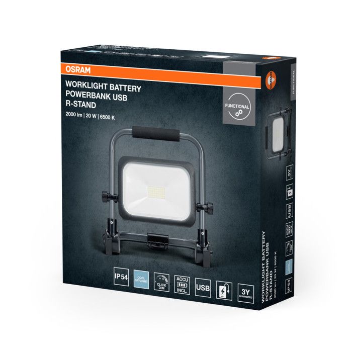 Прожектор LED OSRAM R-ST865 20W 5V 2000ЛМ акумуляторний портативний IP54(4099854430510)