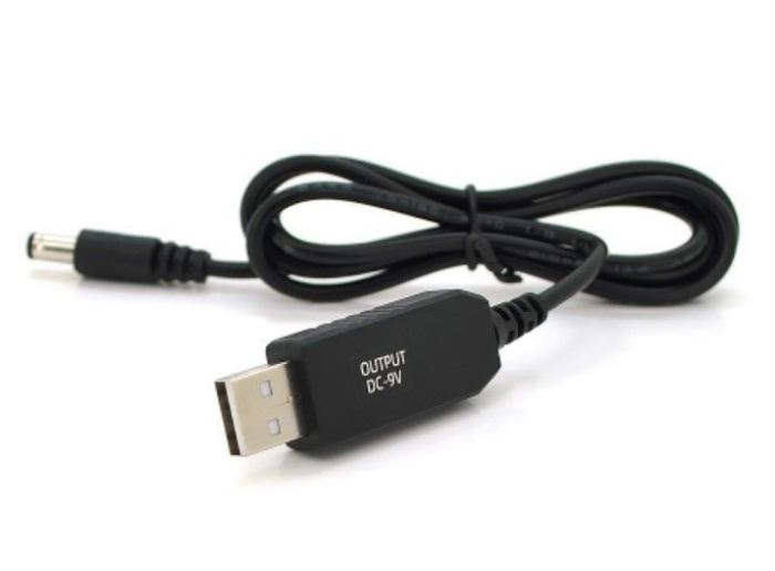 Кабель для роутера 5.5/2.5 (5.5/2.1) мм USB2.0 (Out 9V) 1м Black, OEM(29887)