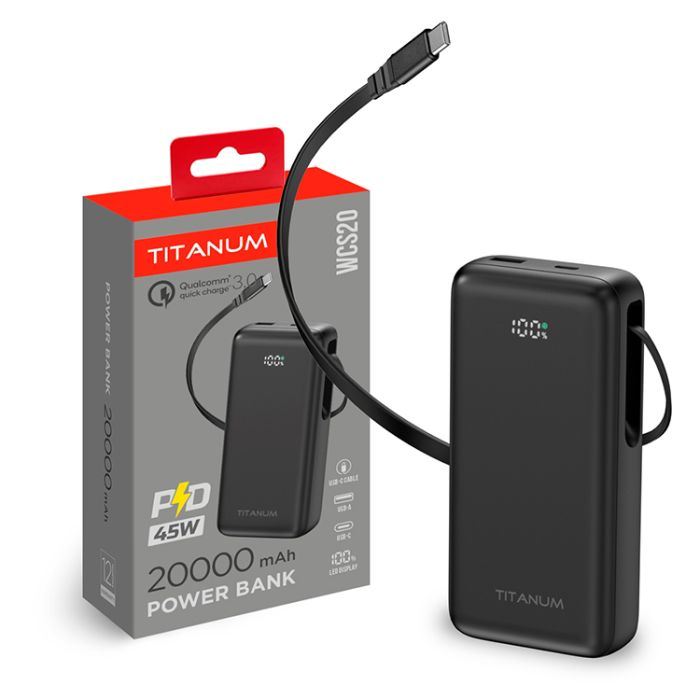 ПоверБанк Titanum 20000mAh WCS20 PD45W Black(29309)