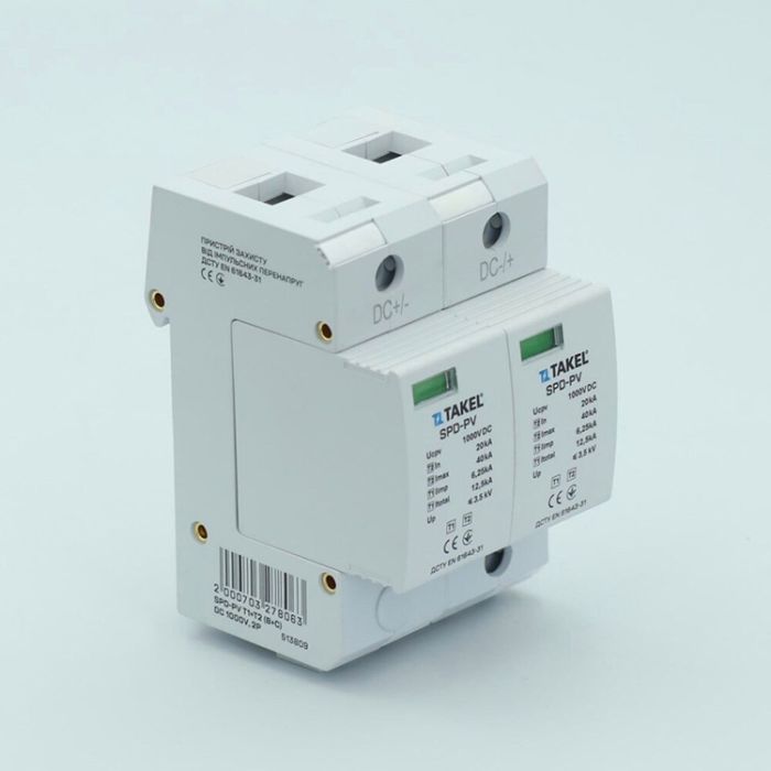 Пристрій захисту від імпульсних перенапруг SPD-PV T1+T2 (B+C) DC 1000V, 2Р TAKEL(513809)