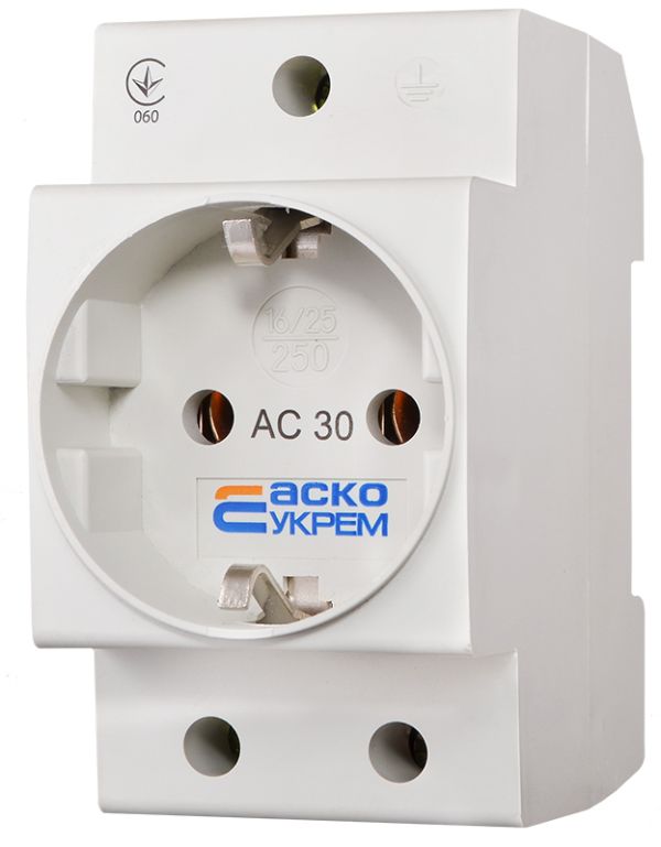 Розетка з заземленням AC30 2Р+РЕ (A0150010104)