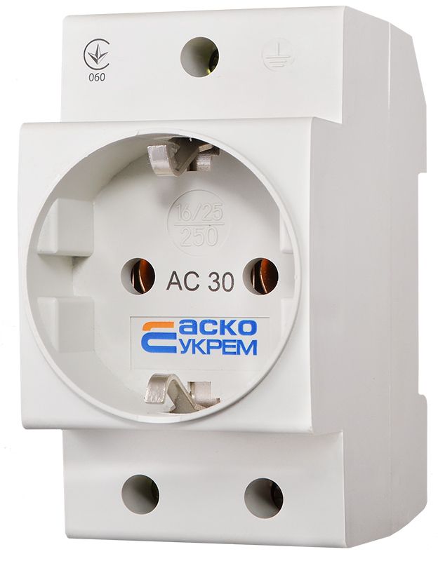 Розетка з заземленням AC30 2Р+РЕ (A0150010104)
